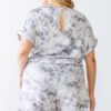 Plus Ivory & Grey Tie-dye Print Two Pocket Romper Rompers