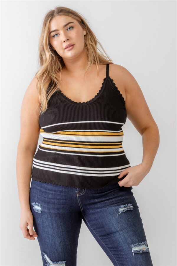 Plus Ribbed Ruffle Tank Top Tops