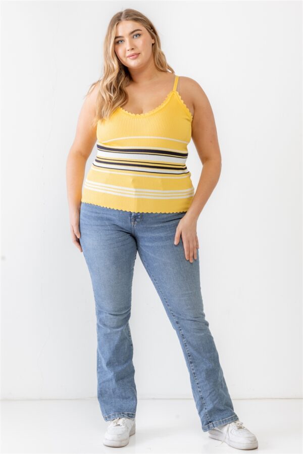 Plus Ribbed Ruffle Tank Top Tops