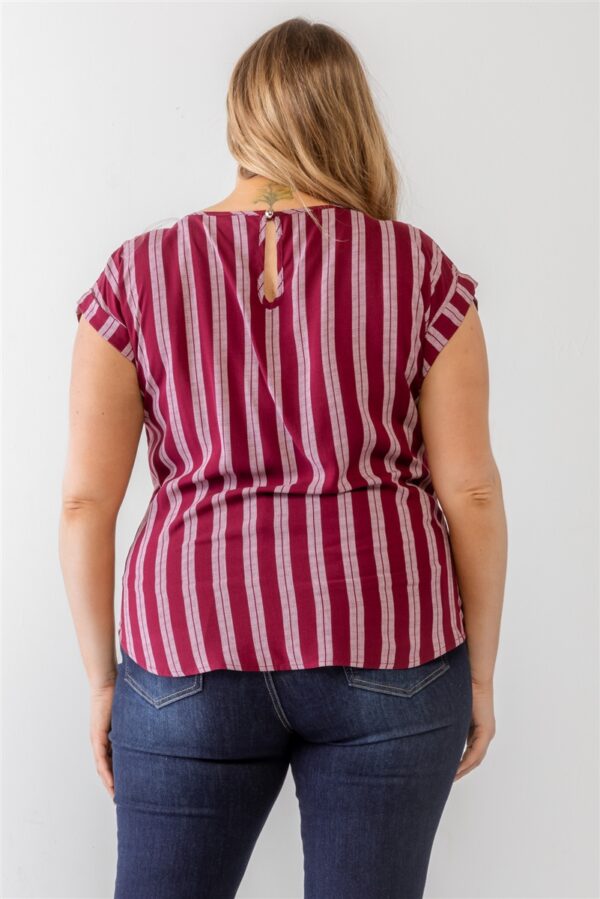 Plus Striped Short Sleeve Relax Top Tops