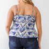 Plus Floral Print Woven Ruffle Sleeveless Back Zipper Tank Top Tops