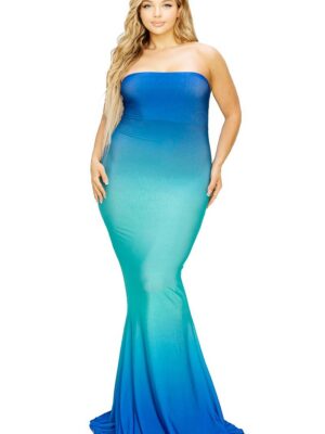 Plus hot summer gradient tube maxi dress Dresses