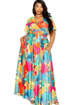 Tropical floral maxi skirt & top set Dresses