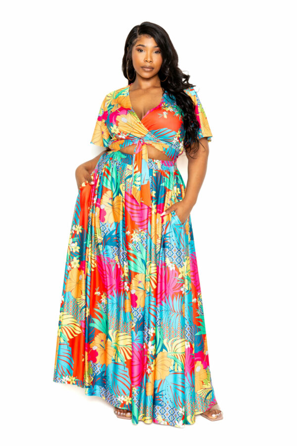 Tropical floral maxi skirt & top set Dresses