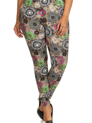 Plus Size Abstract Print, Full Length Leggings In A Slim Fitting Style With … Bottoms