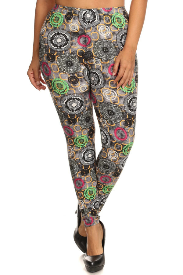 Plus Size Abstract Print, Full Length Leggings In A Slim Fitting Style With … Bottoms