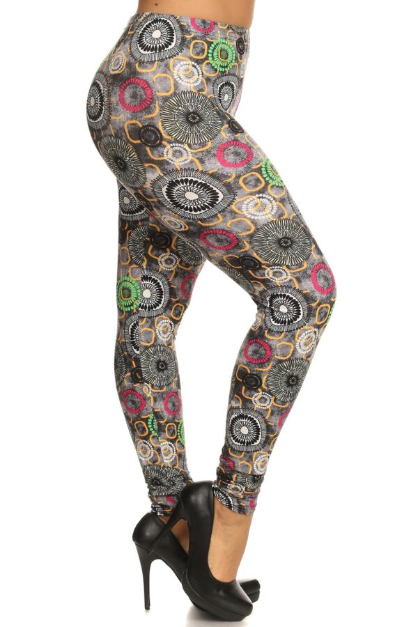 Plus Size Abstract Print, Full Length Leggings In A Slim Fitting Style With … Bottoms