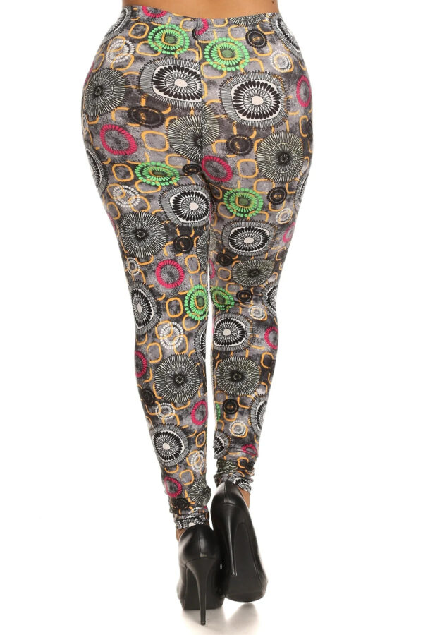 Plus Size Abstract Print, Full Length Leggings In A Slim Fitting Style With … Bottoms