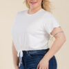 Plus Size Tie Front Drawstring Short Sleeve Crop Top Tops