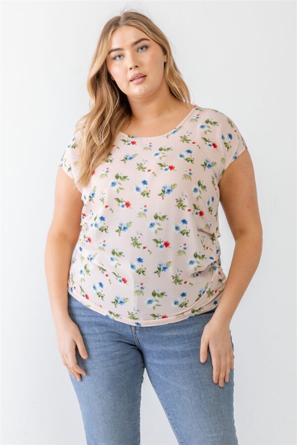 Plus Flower Print Ruched Top Tops