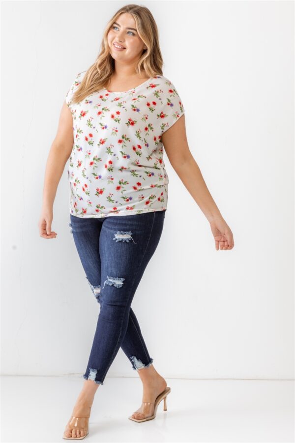 Plus Flower Print Ruched Top Tops