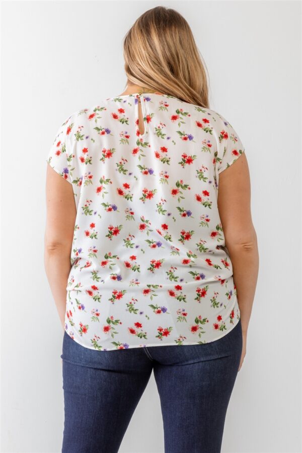 Plus Flower Print Ruched Top Tops