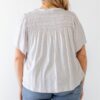 Plus Grey Cotton Blend Smoked Short Sleeve Top Tops