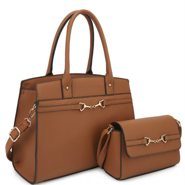 2in1 Matching Design Handle Satchel With Crossbody Bag Handbags