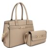 2in1 Matching Design Handle Satchel With Crossbody Bag Handbags