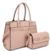 2in1 Matching Design Handle Satchel With Crossbody Bag Handbags