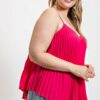 Pleated Tank Top With Adjustable Strap Tops