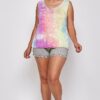 Tie Dye Tank With Studded Detail, Loose Fit, Easy Casual Wear Tops