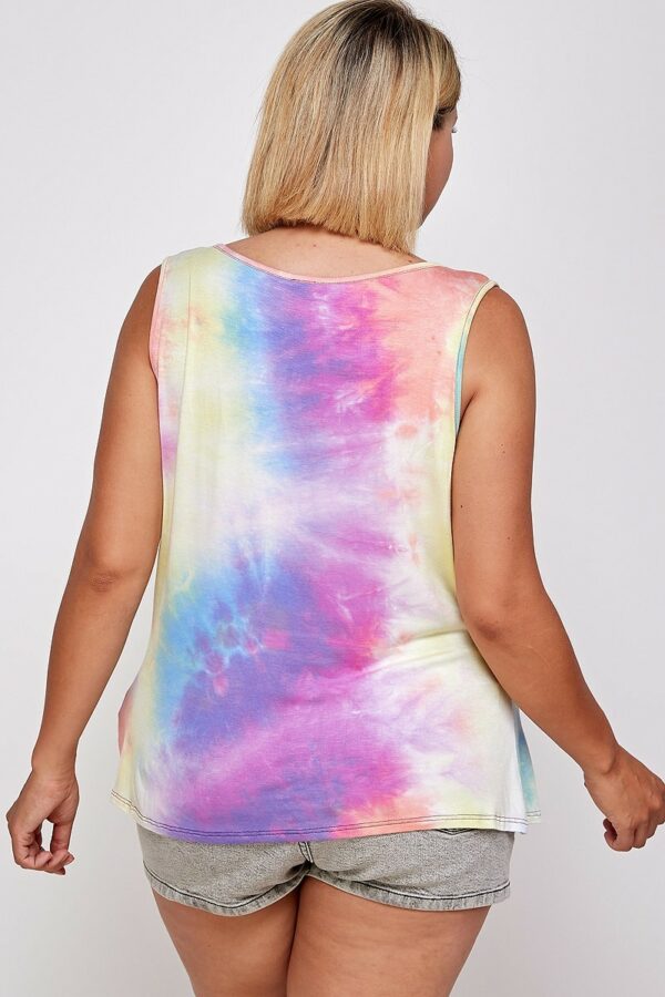 Tie Dye Tank With Studded Detail, Loose Fit, Easy Casual Wear Tops