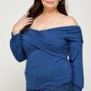 Plus Size Solid Wrap Dressy Top Tops