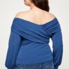 Plus Size Solid Wrap Dressy Top Tops