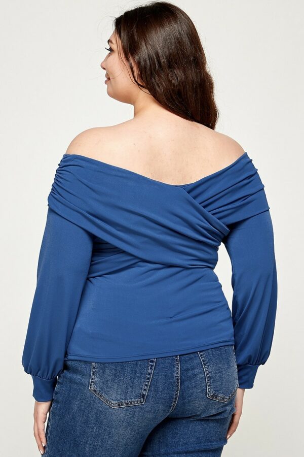 Plus Size Solid Wrap Dressy Top Tops