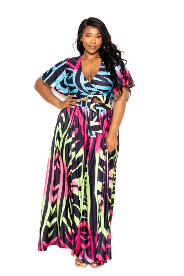 Ombre Animal Maxi Skirt & Top Set sets