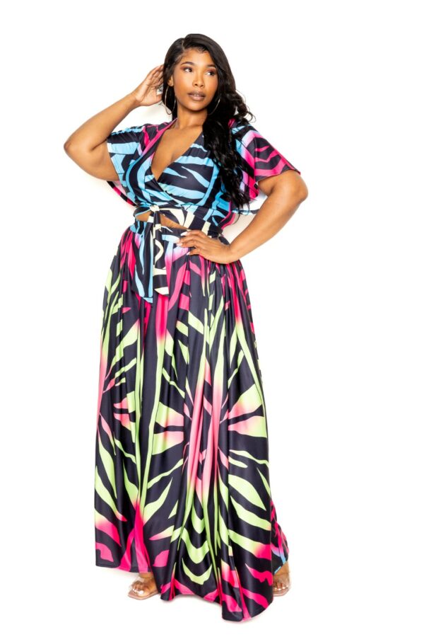 Ombre Animal Maxi Skirt & Top Set sets