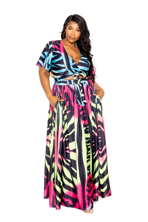 Ombre Animal Maxi Skirt & Top Set sets