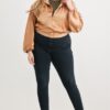 Plus Satin Zip-up Ruched Long Sleeve Cropped Bomber Jacket outerwear