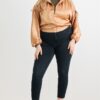 Plus Satin Zip-up Ruched Long Sleeve Cropped Bomber Jacket outerwear