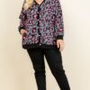 Plus Size Cozy Animal Mir Print With Brush Button Up Cardigan outerwear