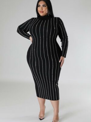 Turtle Neck Stretch Dress Dresses