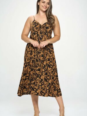 Plus Botanical Print Front Tie Maxi Dress Dresses