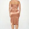 Plus Solid Satin Front Knot Bodycon Midi Dress Dresses