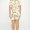 Plus Chain Belt Print Short Sleeve Wrap Tie Dress Dresses