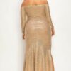 Plus Long Sleeve Off Shoulder Sequin Fabric (metallic) Party Maxi Dress Dresses