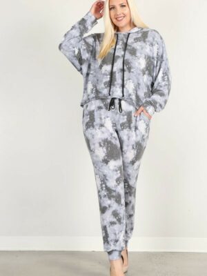 Tie Dye Print Pullover Hoodie And Sweatpants sets