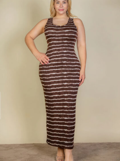 Plus Size Tie Dye Printed Tank Bodycon Maxi Dress Basics