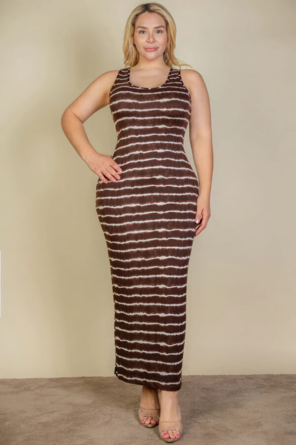 Plus Size Tie Dye Printed Tank Bodycon Maxi Dress Basics