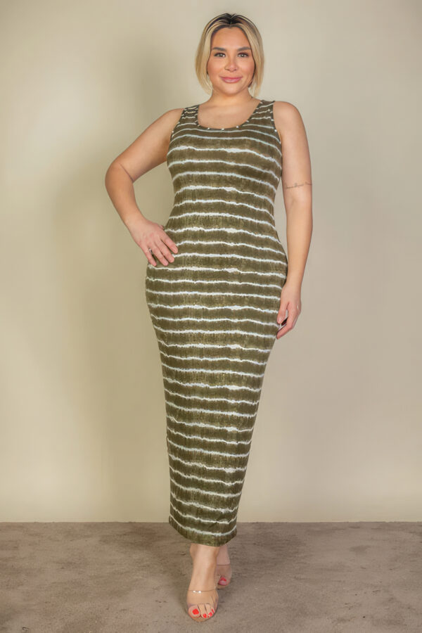 Plus Size Tie Dye Printed Tank Bodycon Maxi Dress Basics