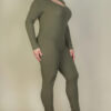 Plus Size Ribbed Scoop Neck Long Sleeve Jumpsuit Basics