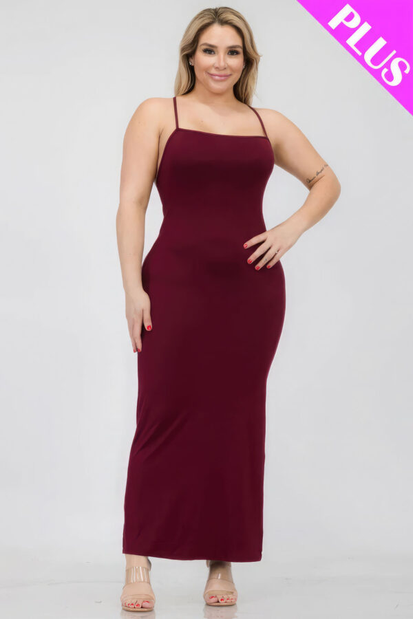 Plus Size Crisscross Back Split Thigh Maxi Dress Basics