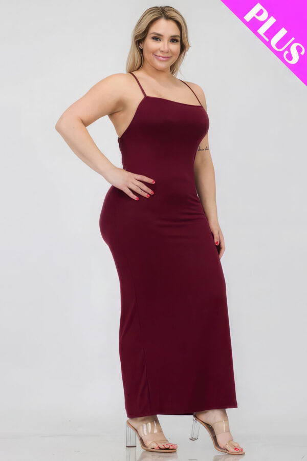 Plus Size Crisscross Back Split Thigh Maxi Dress Basics