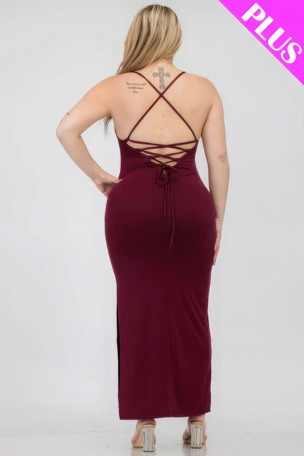 Plus Size Crisscross Back Split Thigh Maxi Dress Basics