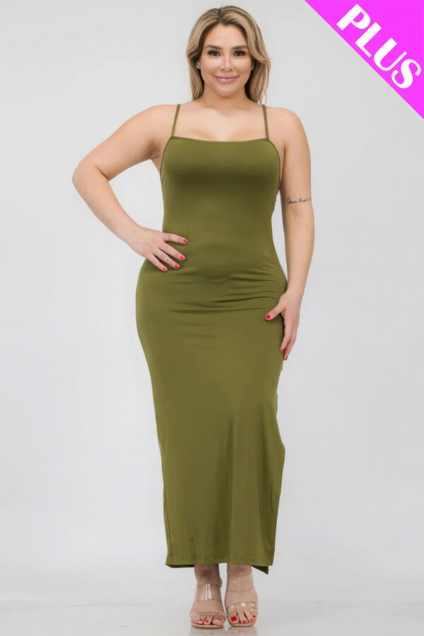 Plus Size Crisscross Back Split Thigh Maxi Dress Basics