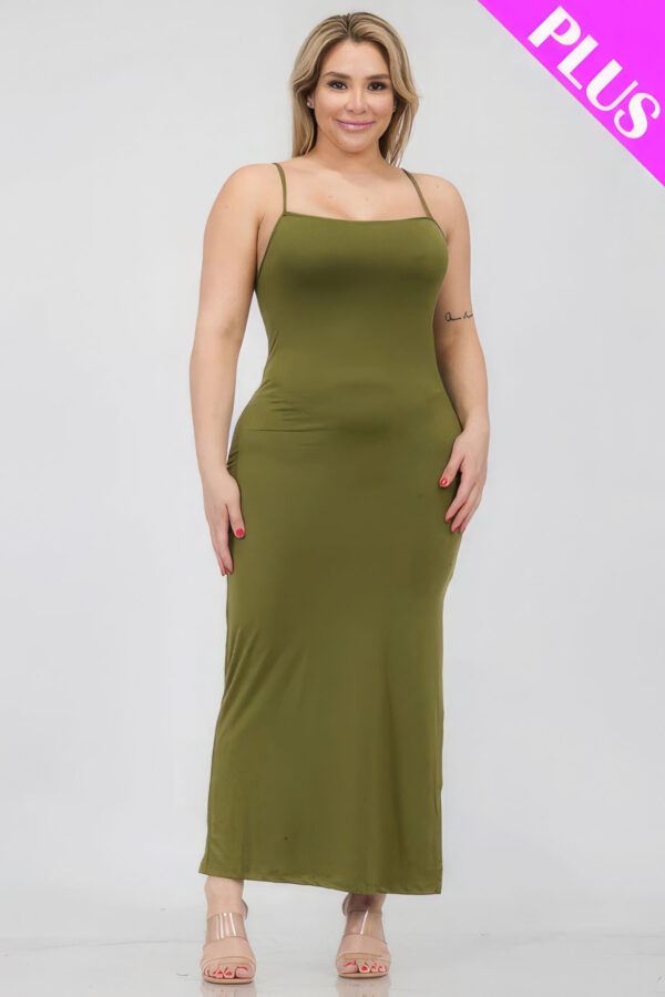 Plus Size Crisscross Back Split Thigh Maxi Dress Basics