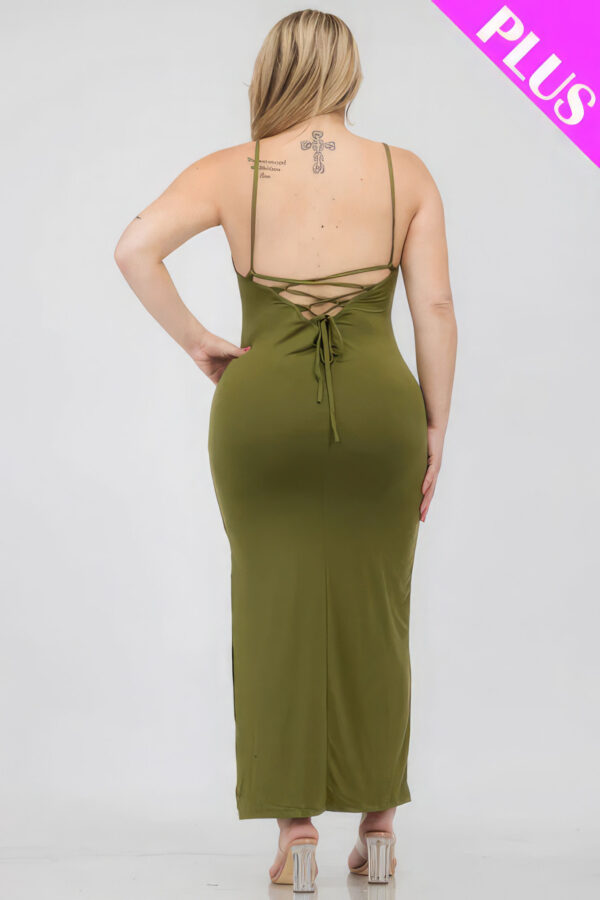 Plus Size Crisscross Back Split Thigh Maxi Dress Basics