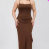 Plus Size Crisscross Back Split Thigh Maxi Dress Basics