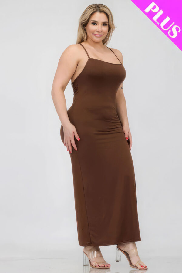 Plus Size Crisscross Back Split Thigh Maxi Dress Basics